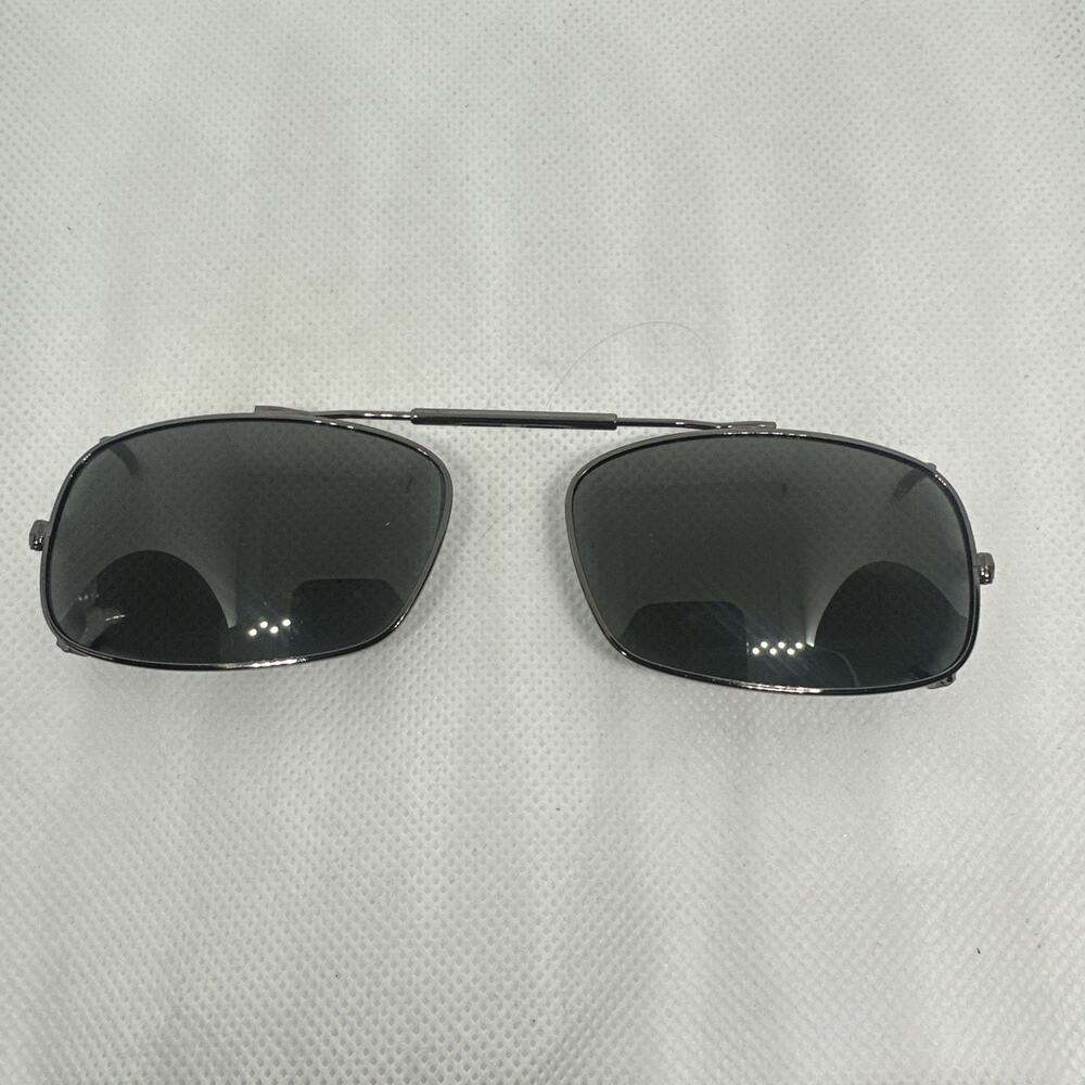 Solar Shield Clip-On Sunglasses Polarized Rectangle Black Mens UV400 Skinny Thin